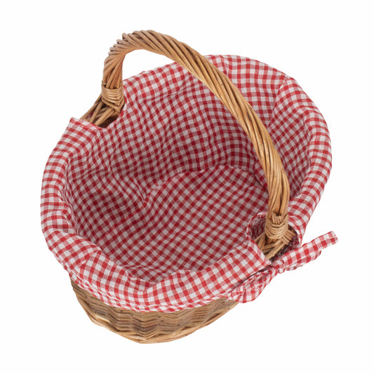 Child's Country Oval Shopper With Red & White Checked Lining