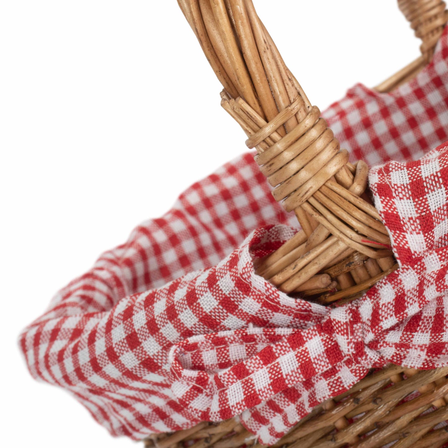 Child's Country Oval Shopper With Red & White Checked Lining