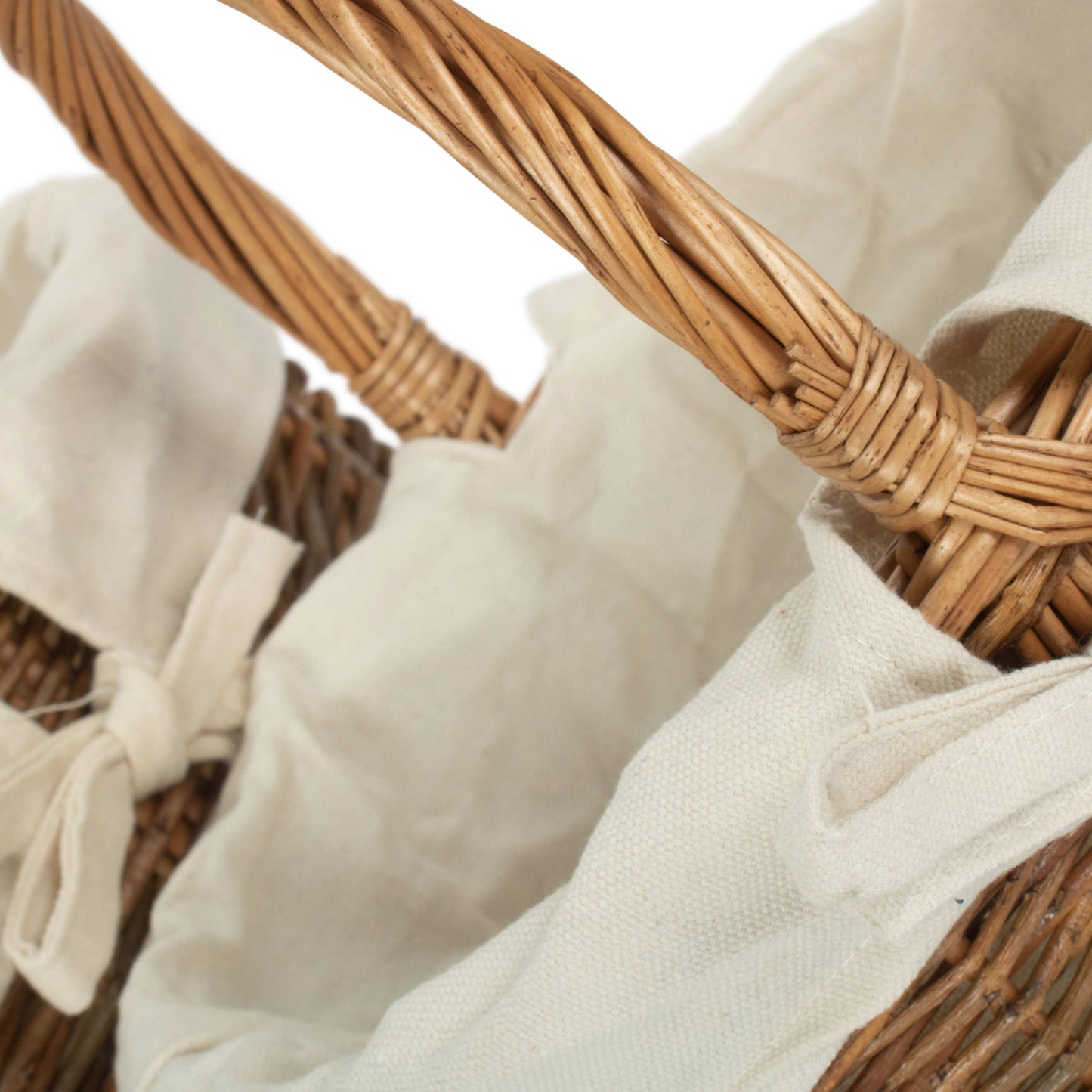 Country Oval Shopper With White Lining Set 2