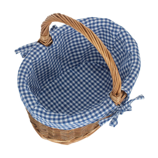 Child's Country Oval Shopper With Blue & White Checked Lining