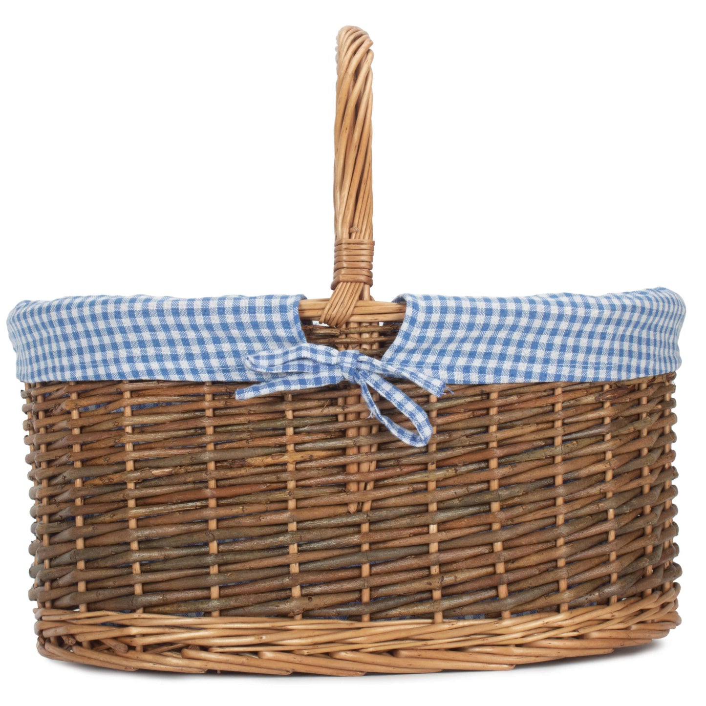 Country Oval Shopper With Blue & White Checked Lining