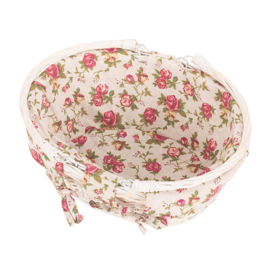 Small White Swing Handle Shopper With Garden Rose Lining