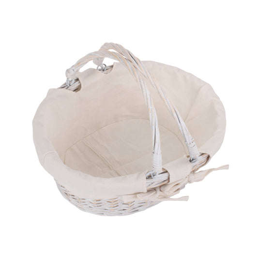 Small White Swing Handle Shopper With White Lining