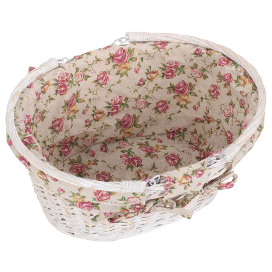Medium White Swing Handle Shopper - Garden Rose Lining