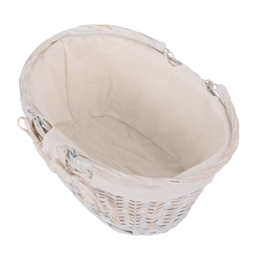 Medium White Swing Handle Shopper - White Lining