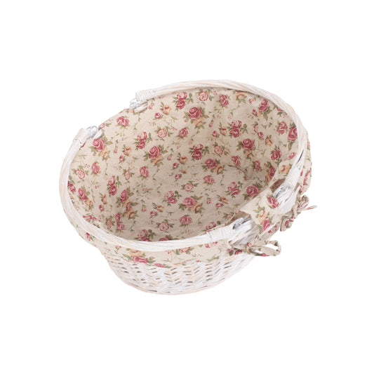 Large White Swing Handle Shopper - Garden Rose Lining