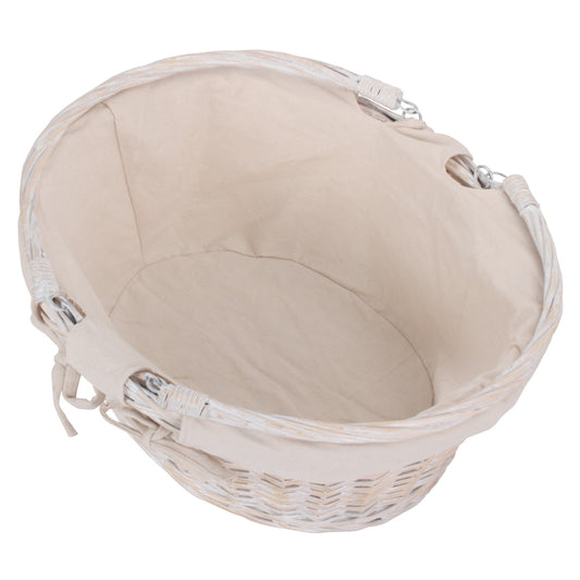 Large White Swing Handle Shopper - White Lining