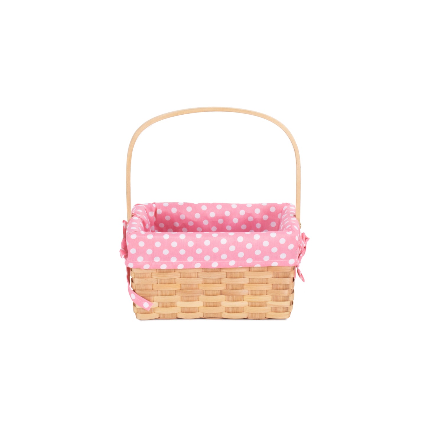 Chipwood Swing Handle Basket With Pink Lining