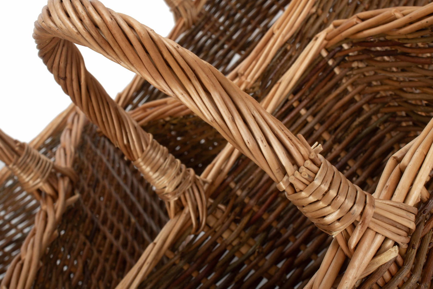 Rectangular Unpeeled Willow Shopper Basket Set 3