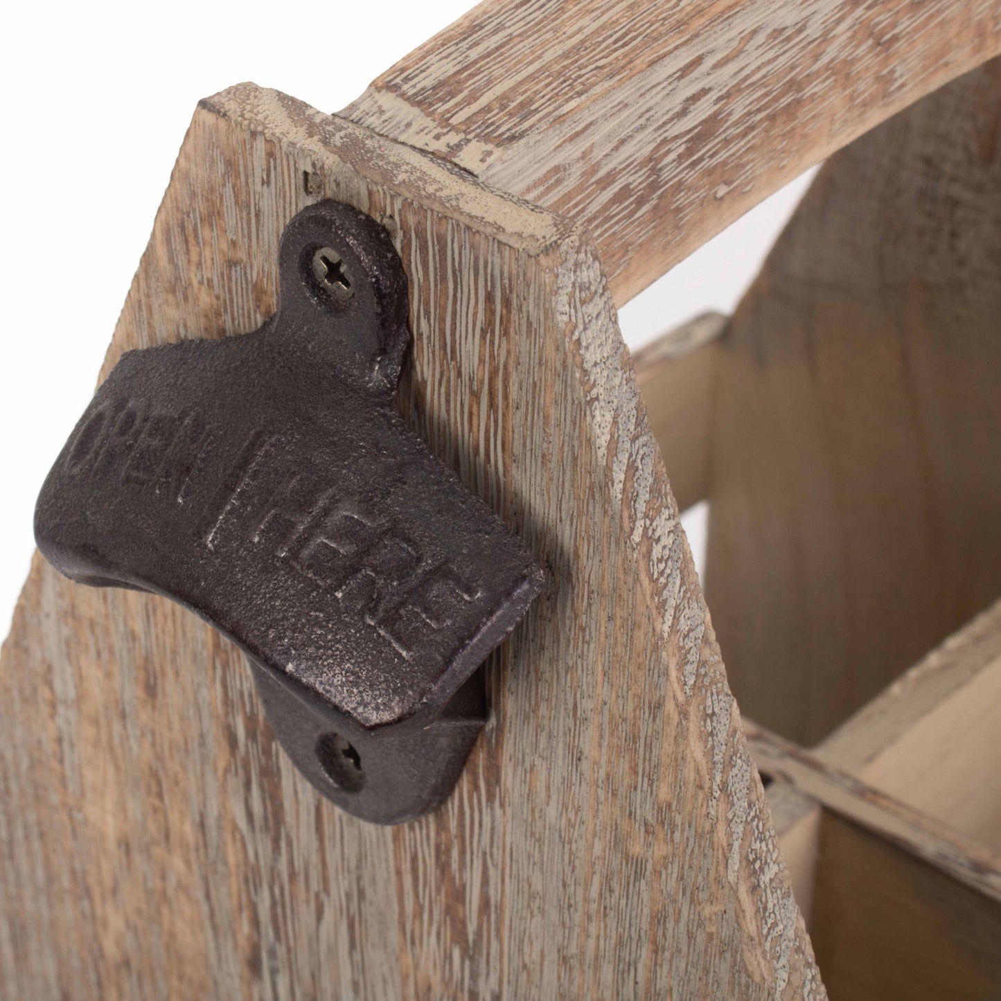 Oak Effect 4 Beer Bottle Carrier With Bottle Opener