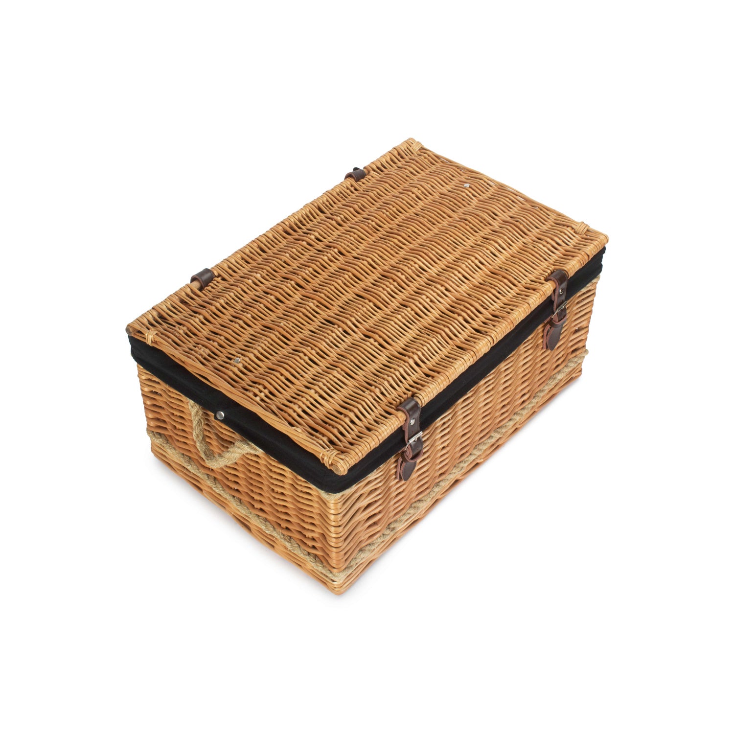 24 Inch Rope Handled Willow Hamper Trunk with Black Lining