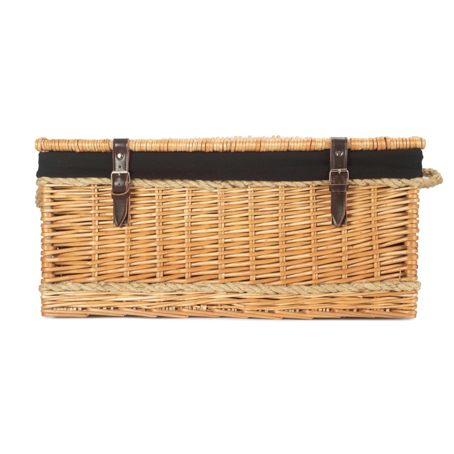 24 Inch Rope Handled Willow Hamper Trunk with Black Lining