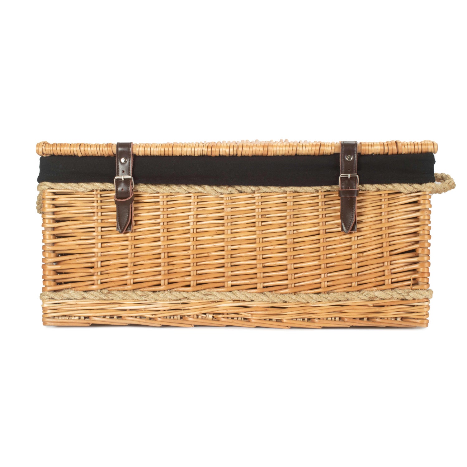 24 Inch Rope Handled Willow Hamper Trunk with Black Lining