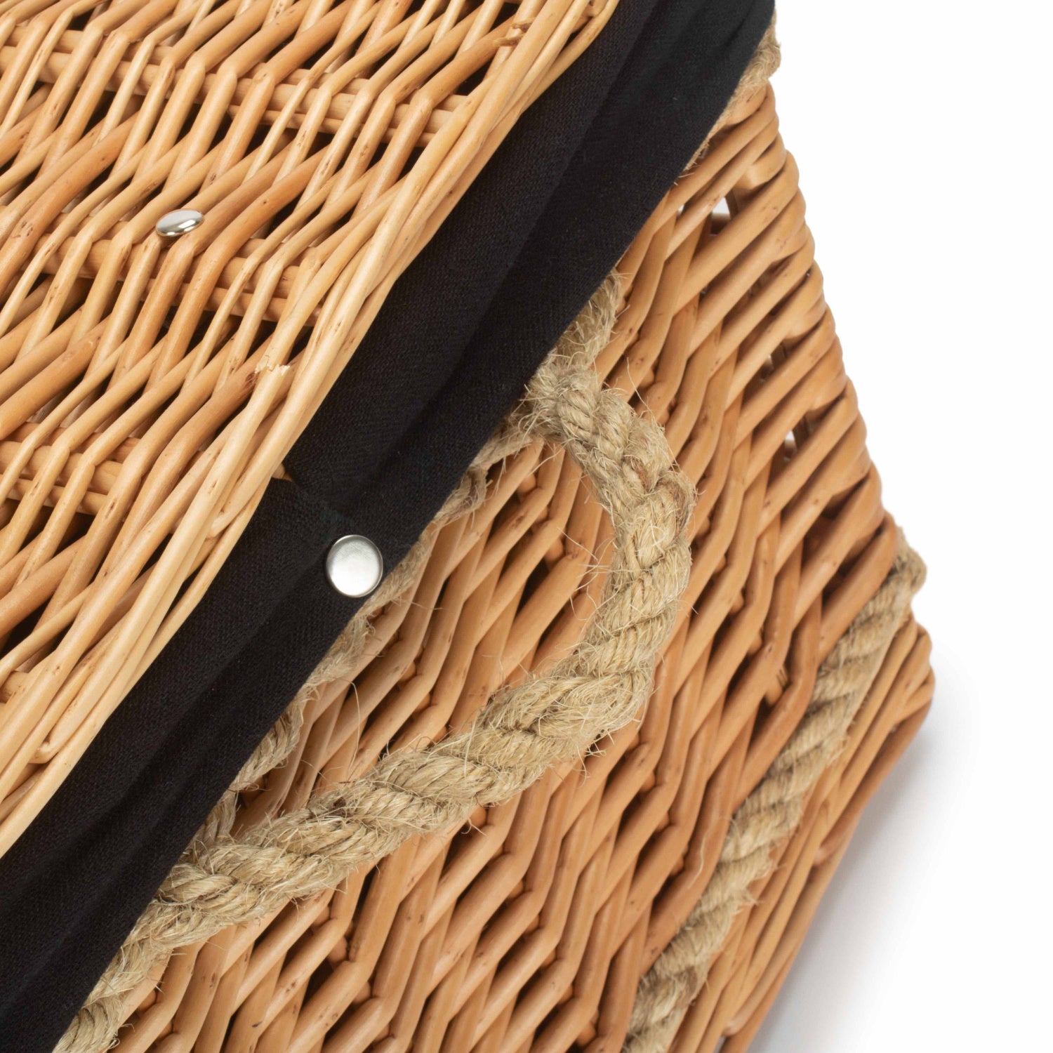 24 Inch Rope Handled Willow Hamper Trunk with Black Lining