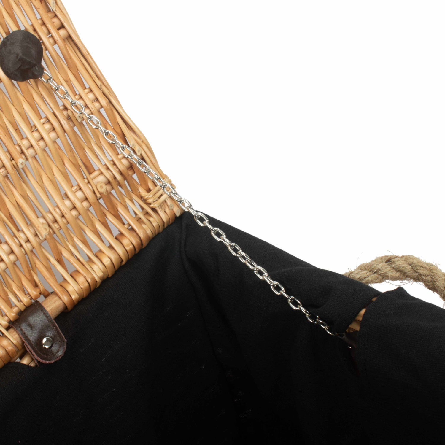 24 Inch Rope Handled Willow Hamper Trunk with Black Lining