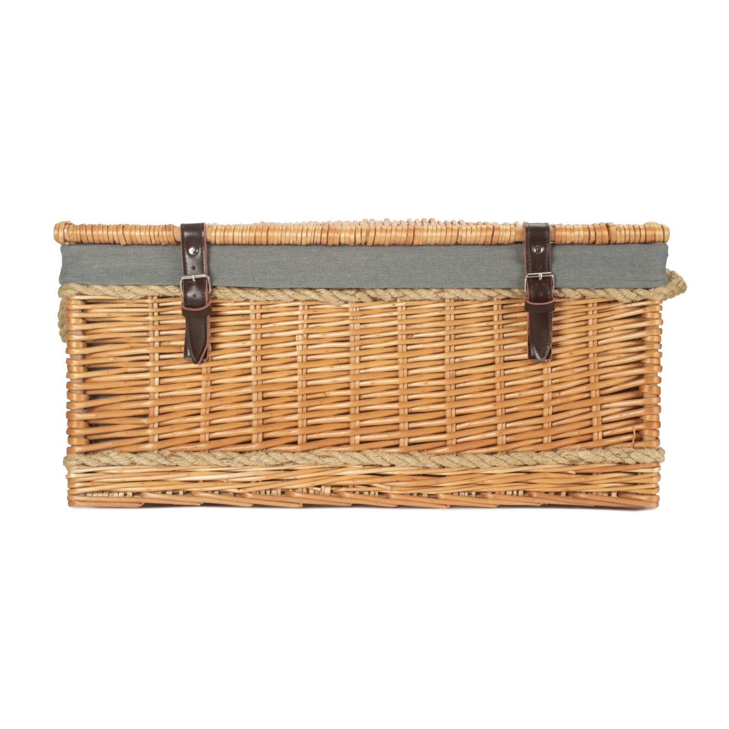 24 Inch Rope Handled Willow Hamper Trunk with Grey Sage Lining