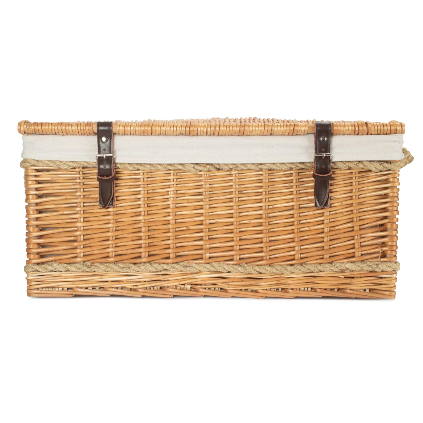 24 Inch Rope Handled Willow Hamper Trunk with White Lining