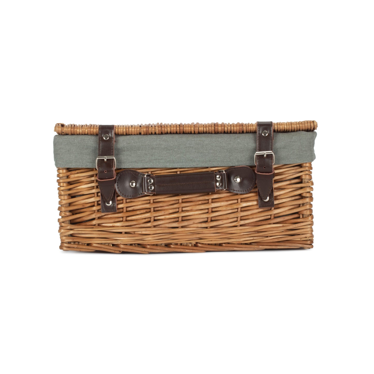 16 Inch Double Steamed Willow Hamper with Grey Sage Lining