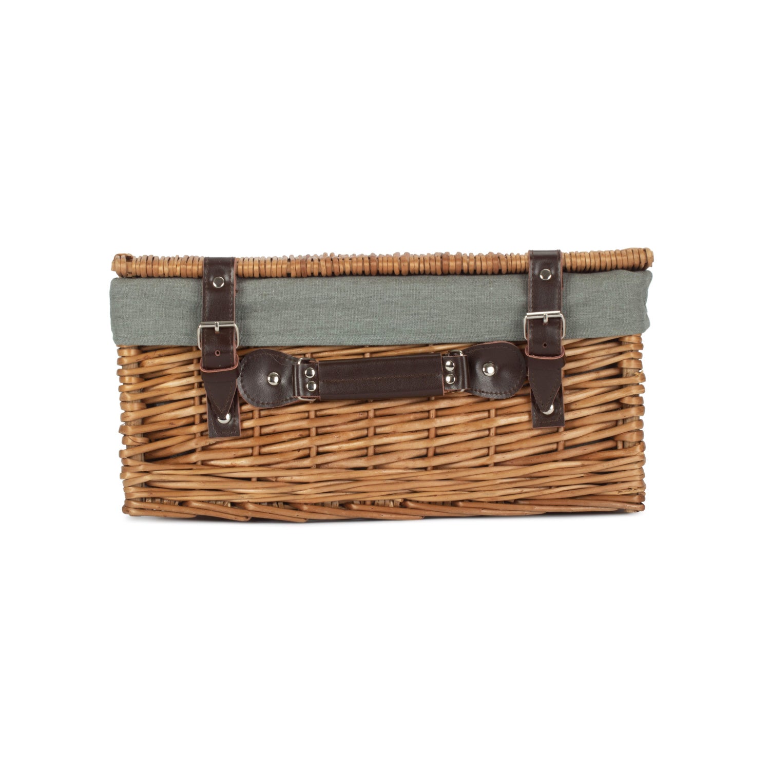 16 Inch Double Steamed Willow Hamper with Grey Sage Lining