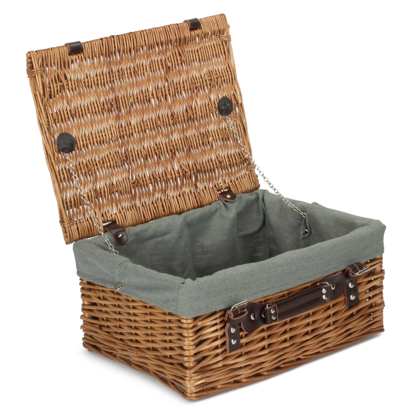 16 Inch Double Steamed Willow Hamper with Grey Sage Lining