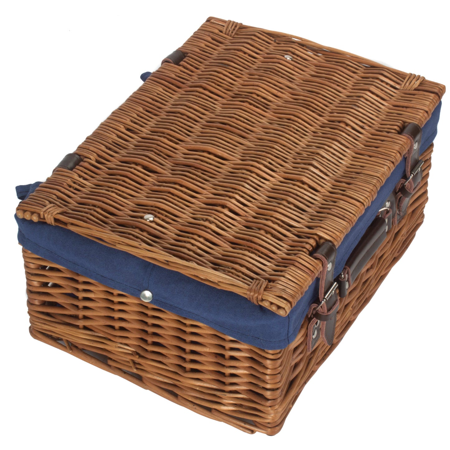 16 Inch Double Steamed Willow Hamper with Navy Blue Lining