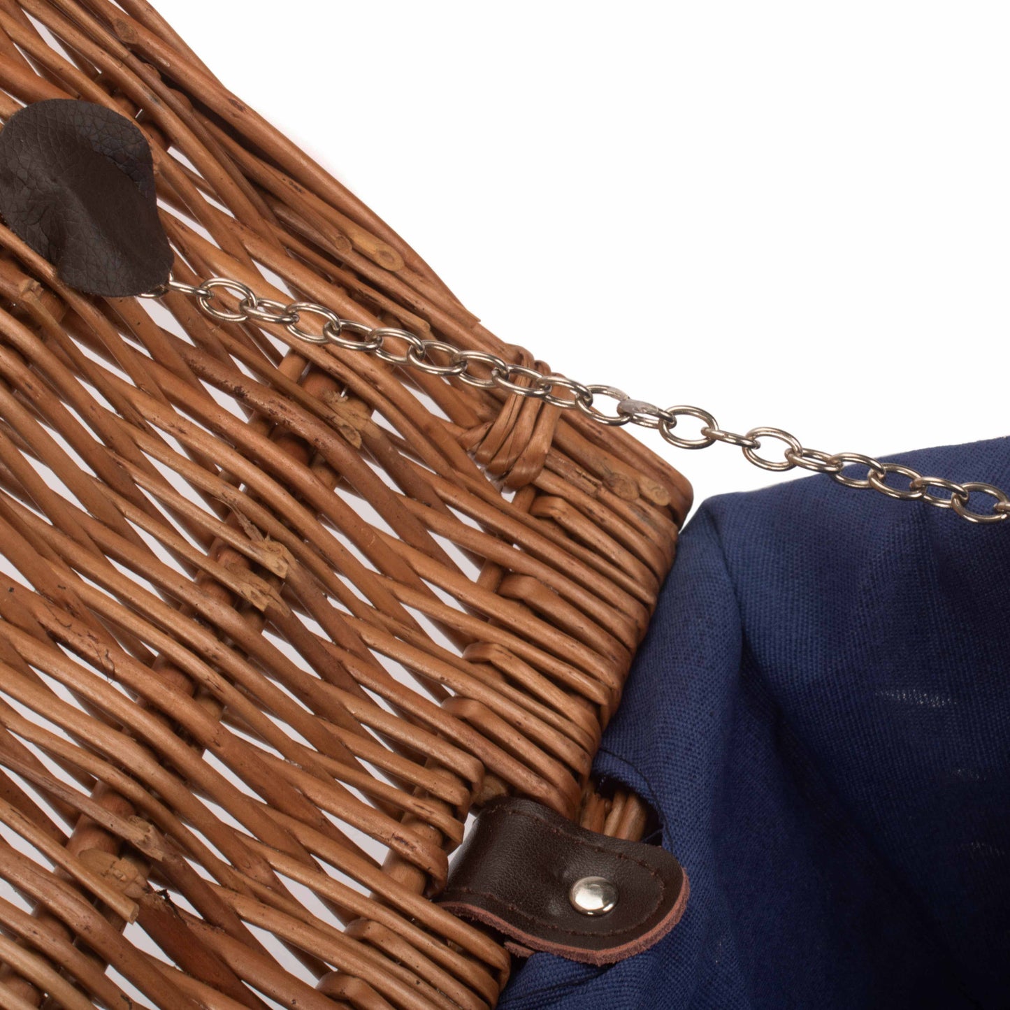 16 Inch Double Steamed Willow Hamper with Navy Blue Lining