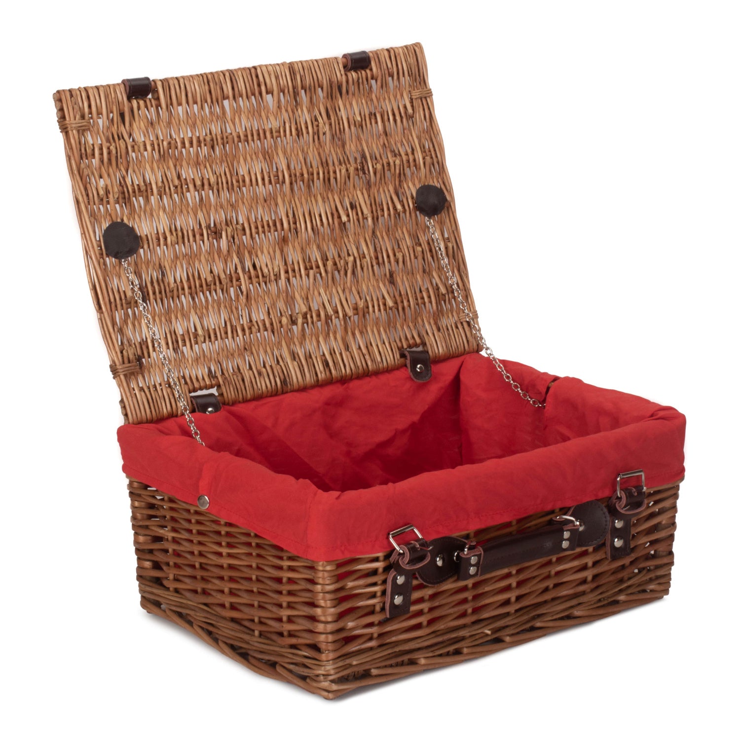 16 Inch Double Steamed Willow Hamper with Red Lining