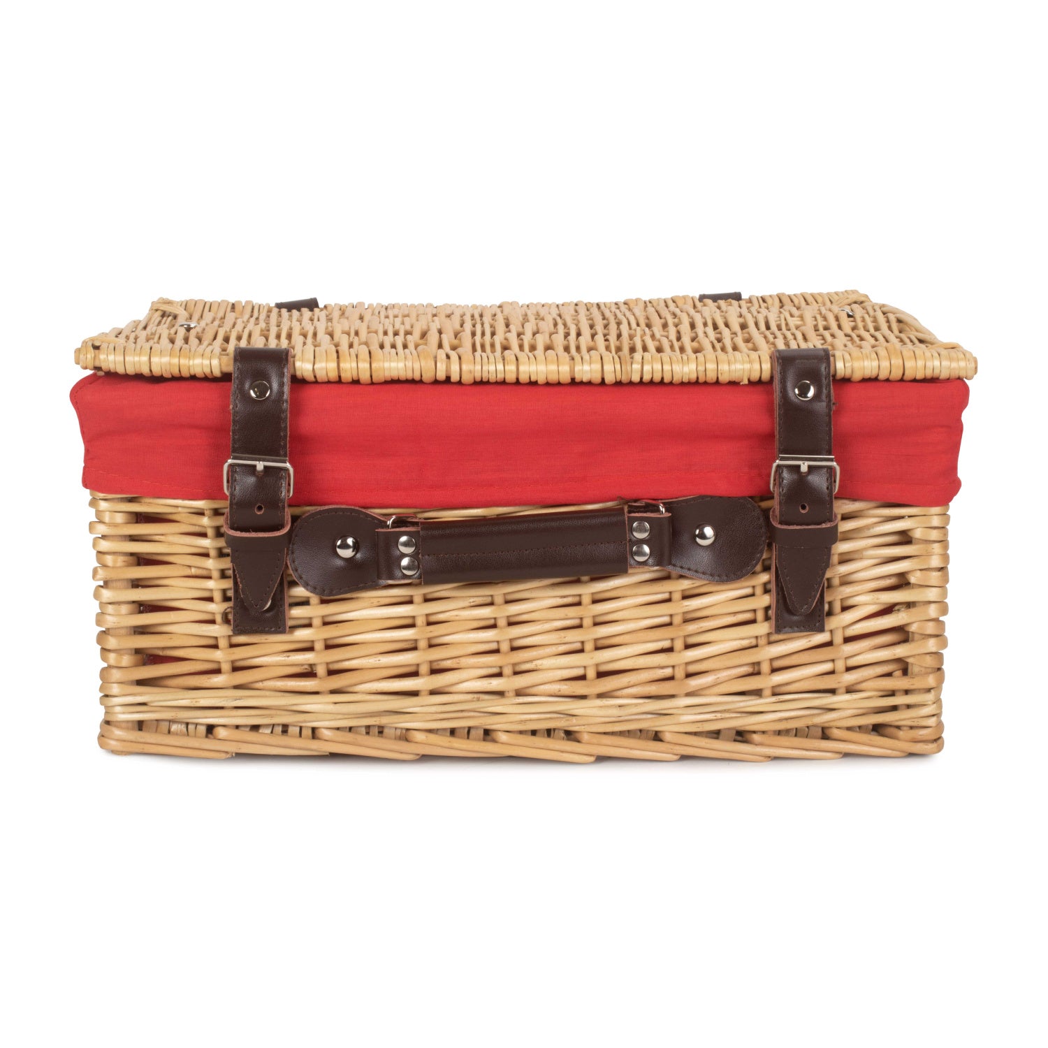 16 Inch Buff WIllow Hamper with Red Lining