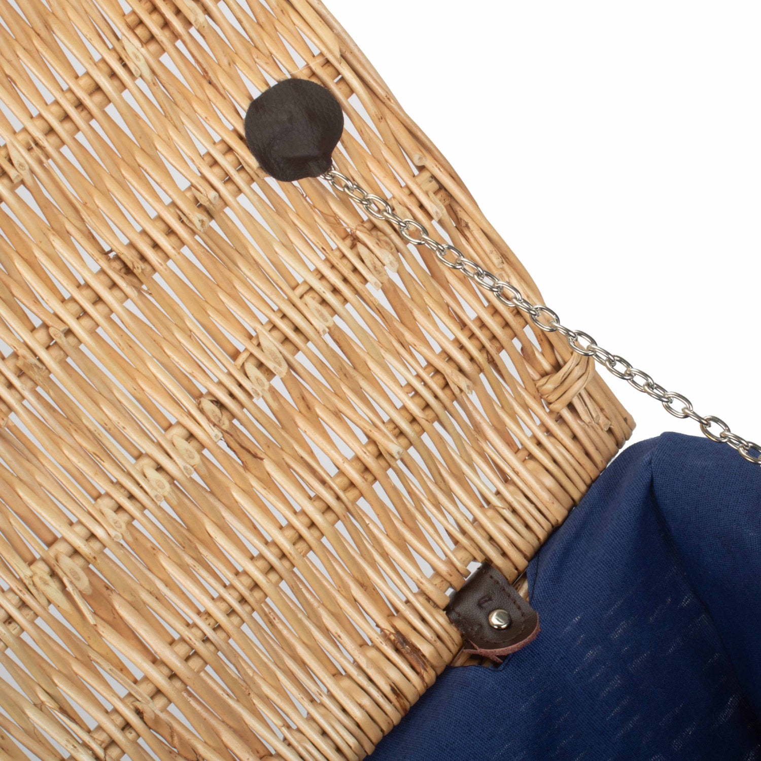 20 Inch Buff Willow Hamper Trunk with Navy Blue Lining