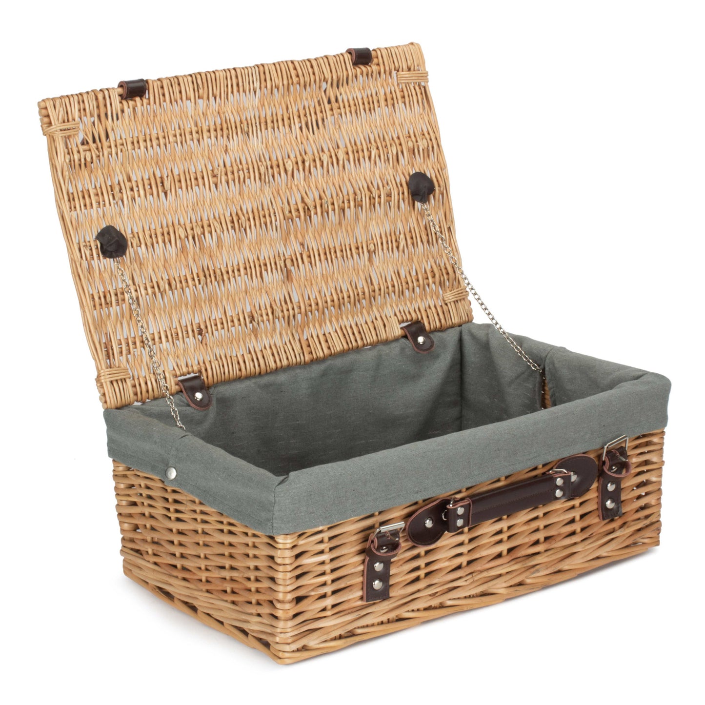 18 Inch Buff Willow Hamper Trunk with Grey Sage Lining