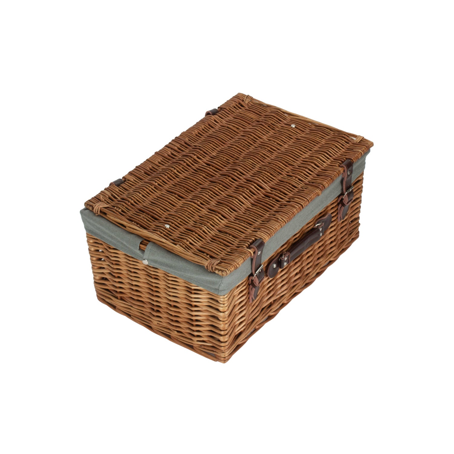 20 Inch Double Steamed Willow Hamper Trunk with Grey Sage Lining