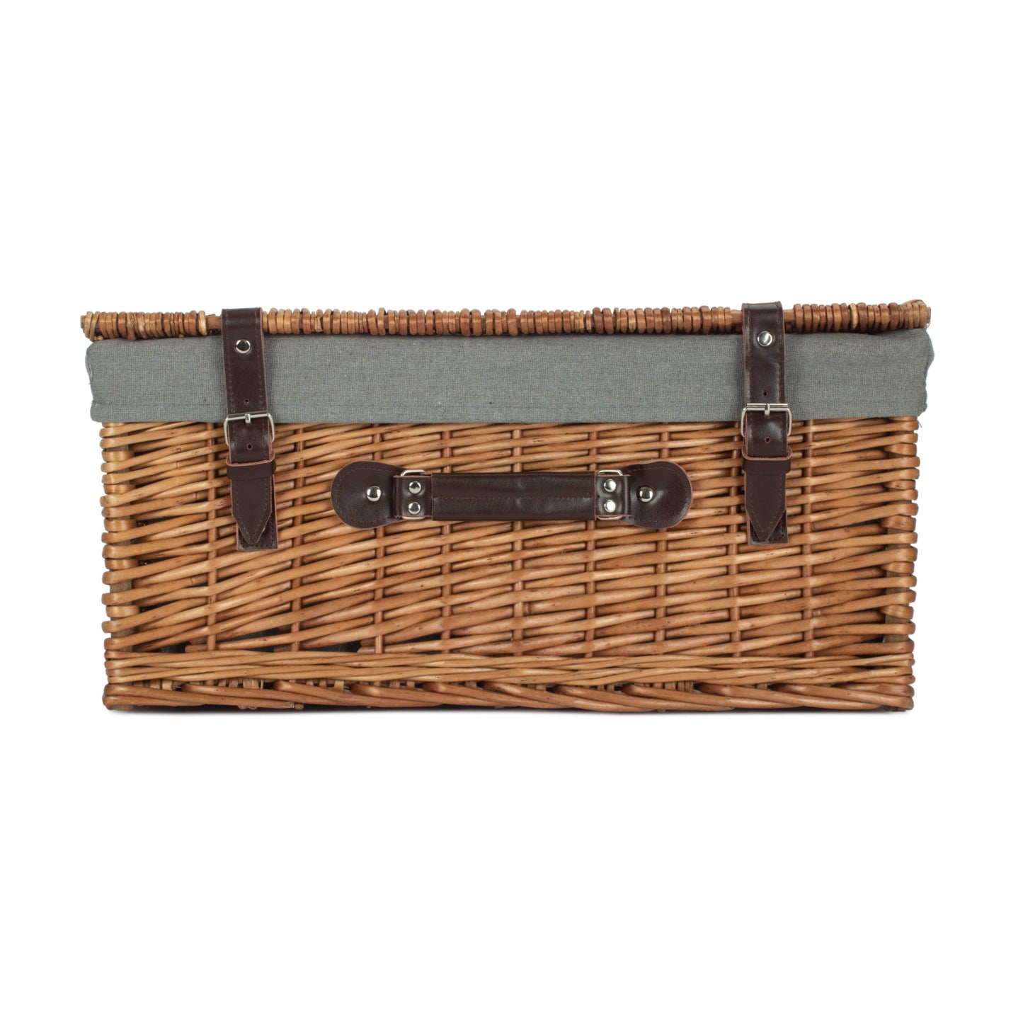 20 Inch Double Steamed Willow Hamper Trunk with Grey Sage Lining