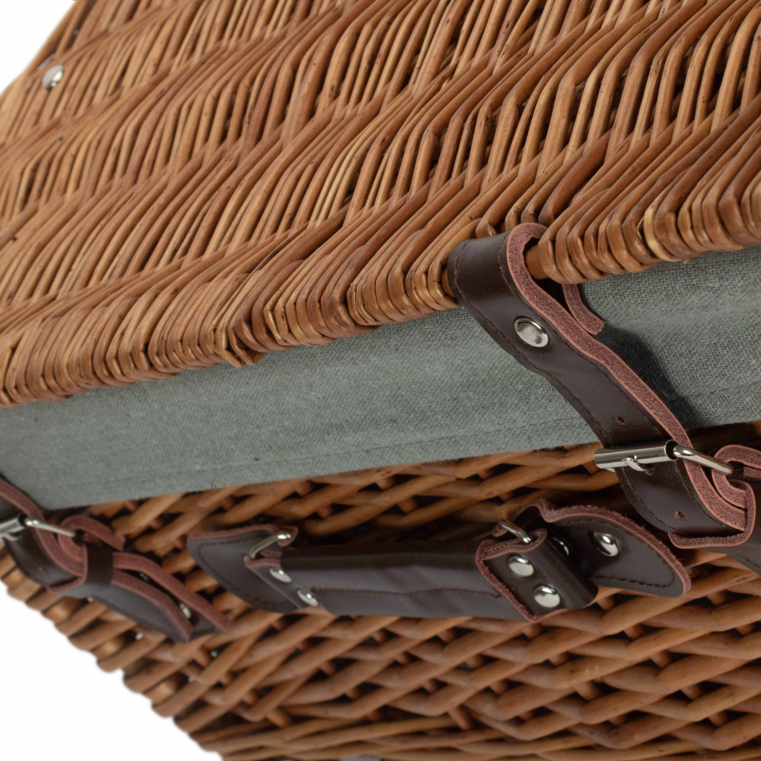 20 Inch Double Steamed Willow Hamper Trunk with Grey Sage Lining