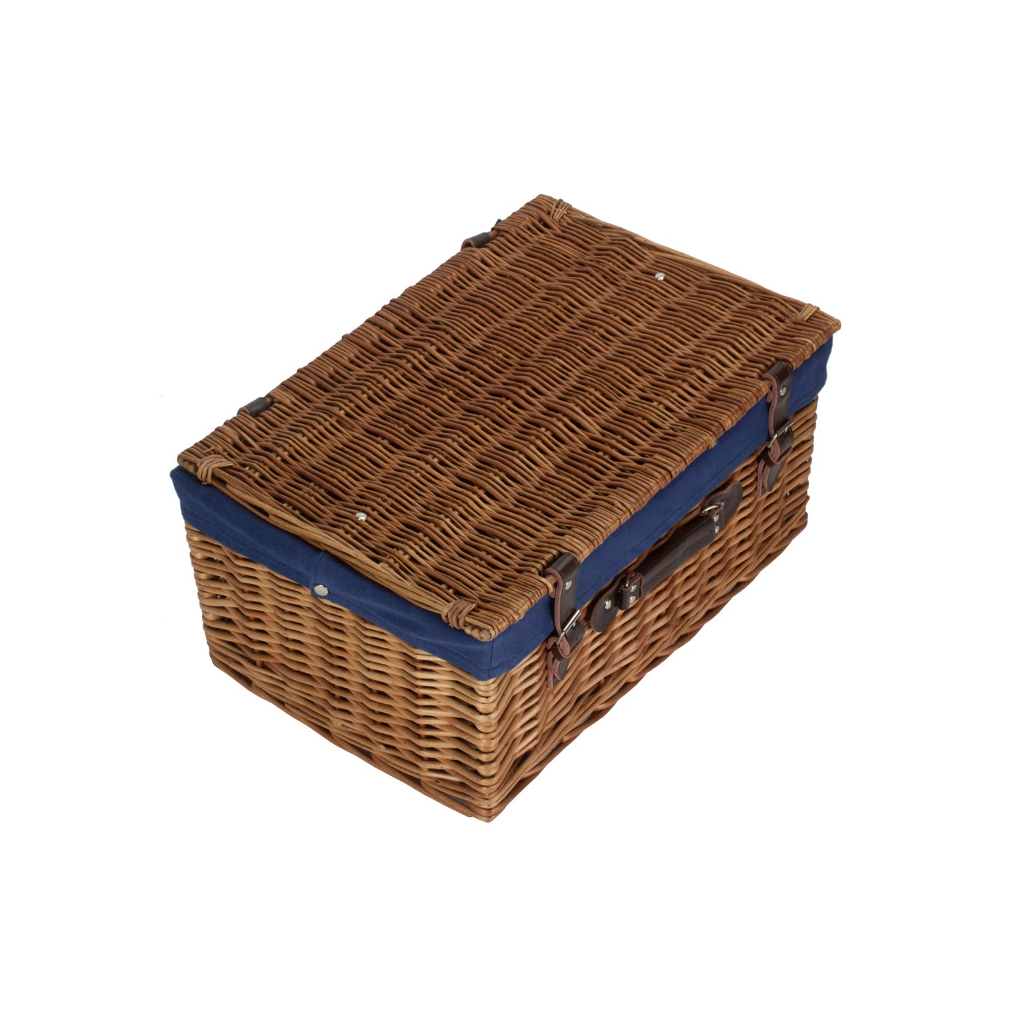 20 Inch Double Steamed Willow Hamper Trunk with Navy Blue Lining
