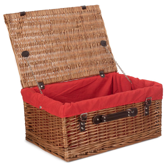 20 Inch Double Steamed Willow Hamper Trunk with Red Lining