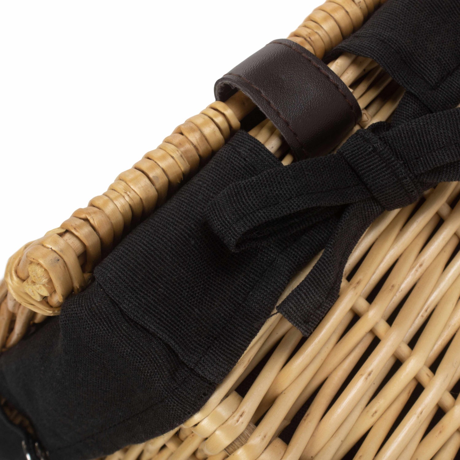 14 Inch Buff Willow Wicker Hamper with Black Lining