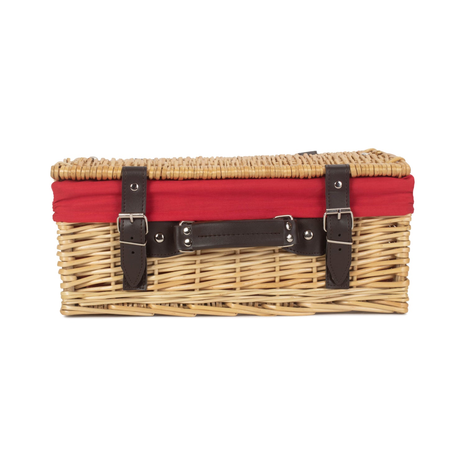 14 Inch Buff Willow Wicker Hamper with Red Lining