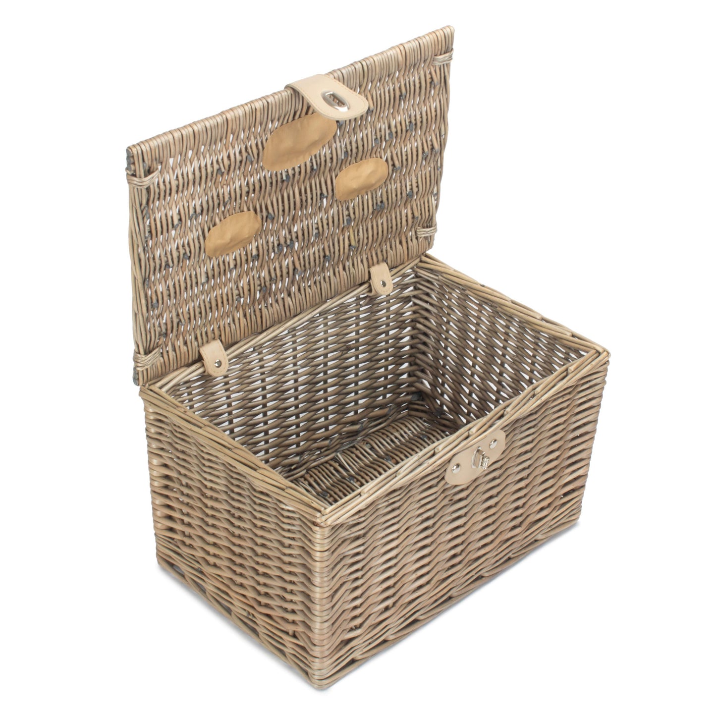Antique Wash Finish Willow Chest Hamper - Medium