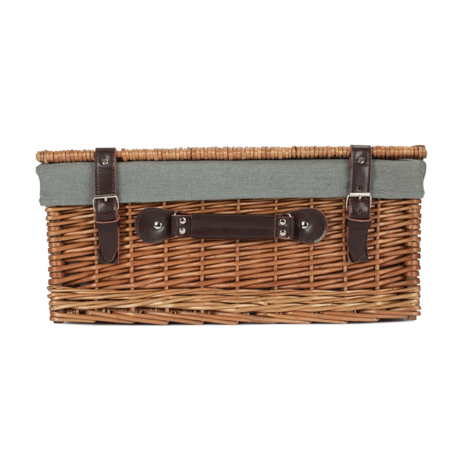 18 Inch Double Steamed Willow Hamper Trunk with Grey Sage Lining