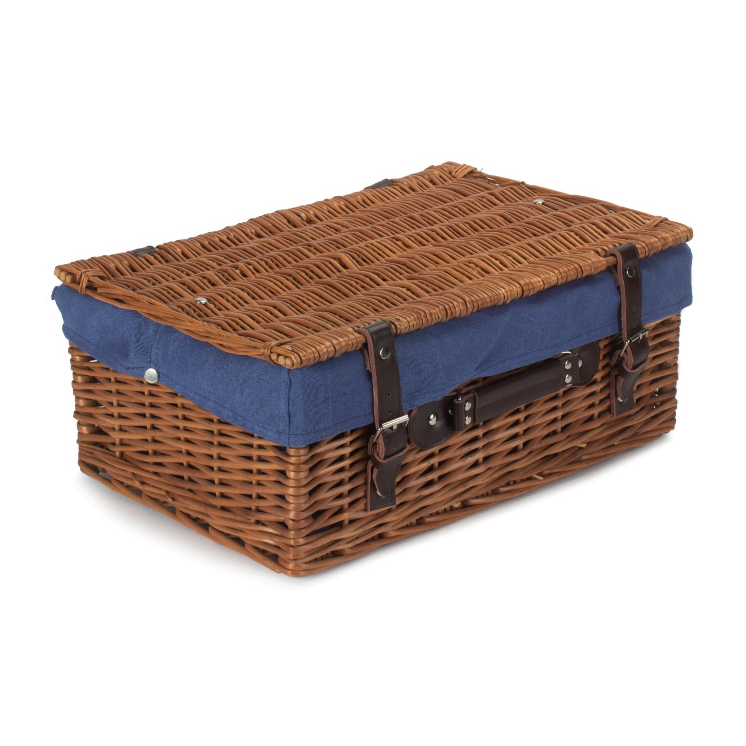 18 Inch Double Steamed Willow Hamper Trunk with Navy Blue Lining