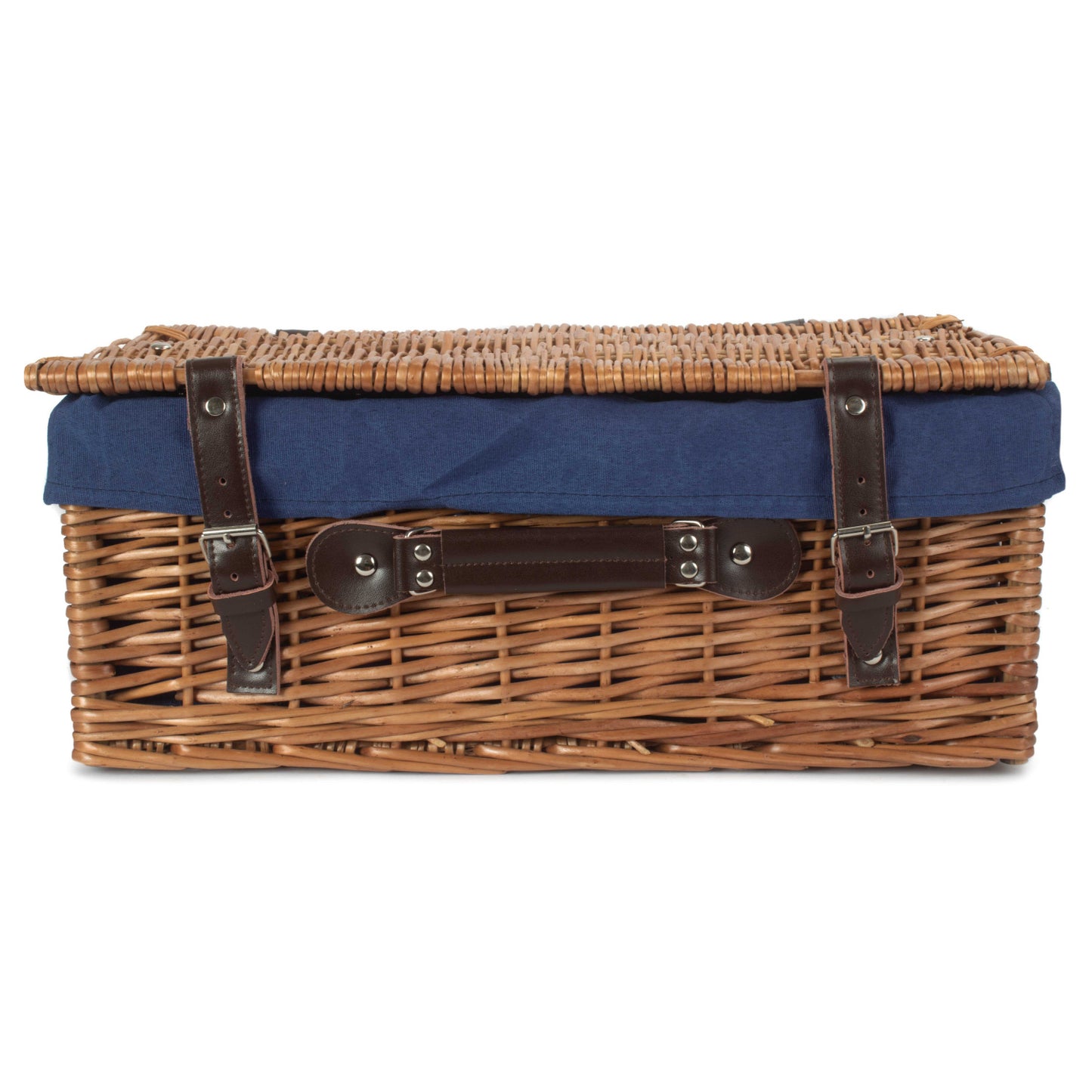 18 Inch Double Steamed Willow Hamper Trunk with Navy Blue Lining