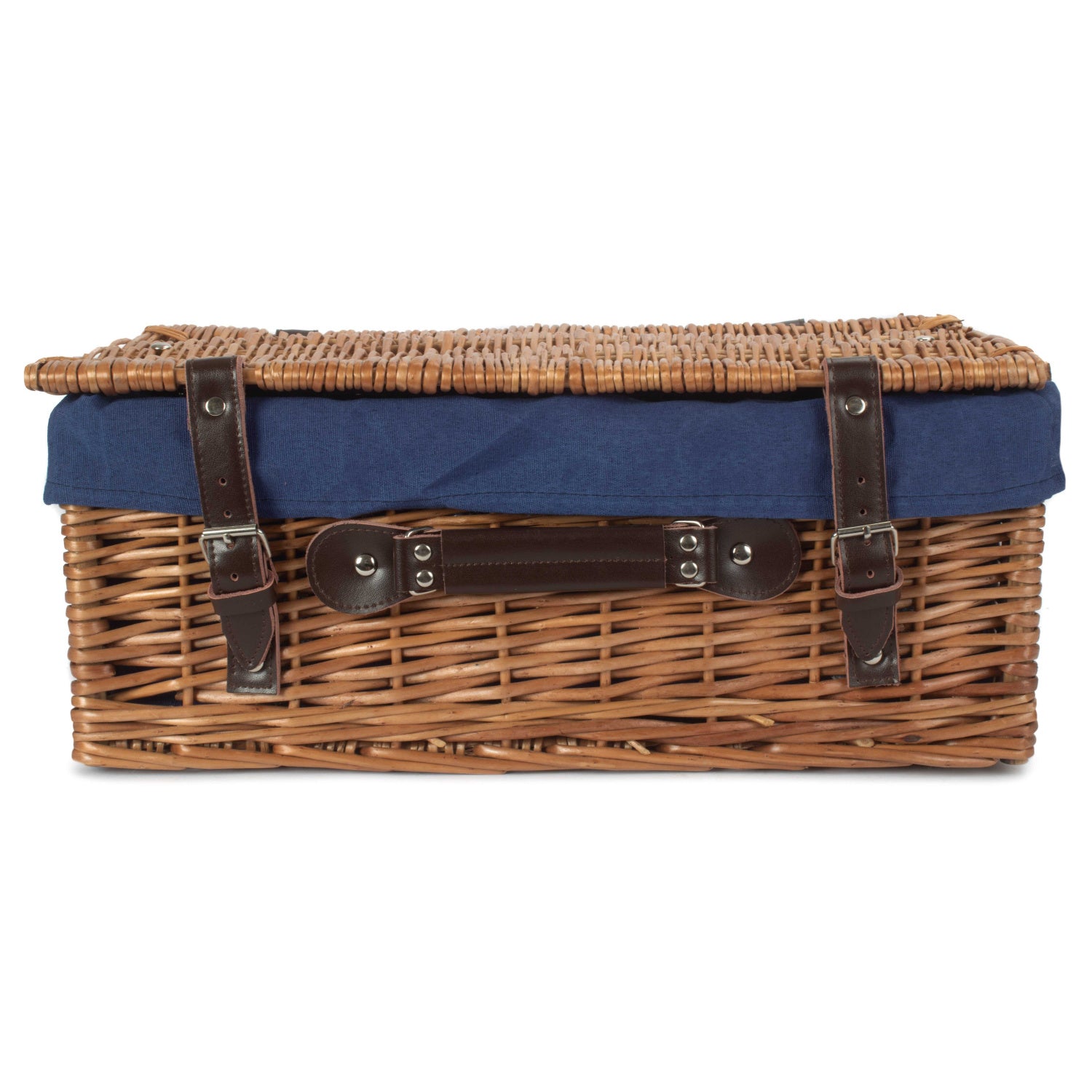 18 Inch Double Steamed Willow Hamper Trunk with Navy Blue Lining