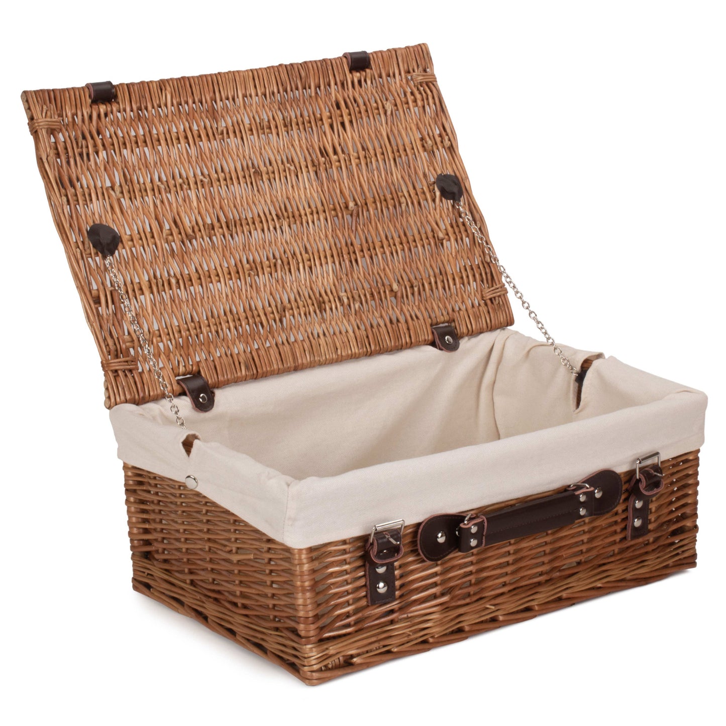 18 Inch Double Steamed Willow Hamper Trunk with White Lining