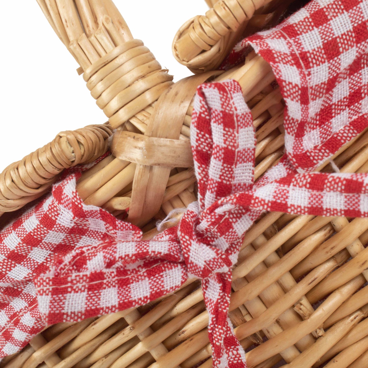 Child's Oval Lidded Buff Willow Hamper with Red & White Checked Lining