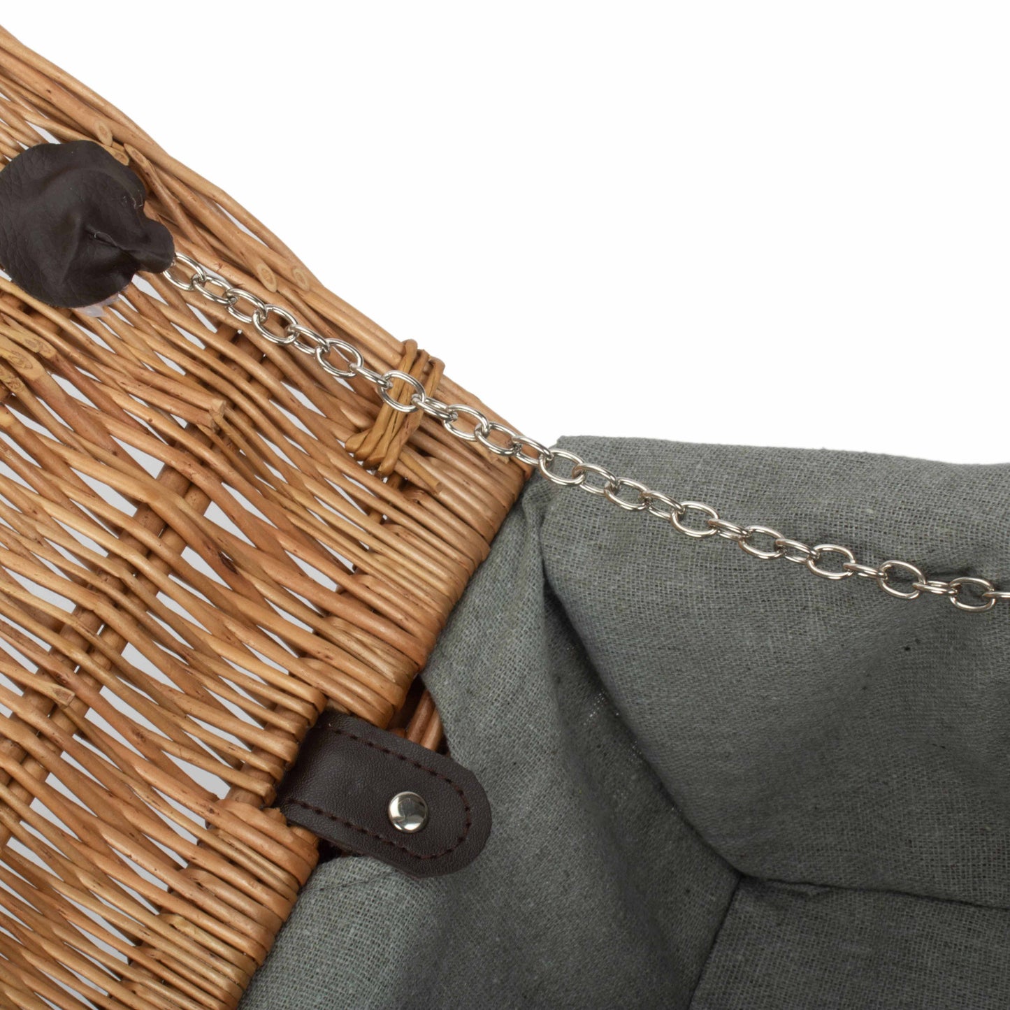 14 Inch Double Steamed Willow Hamper with Grey Sage Lining