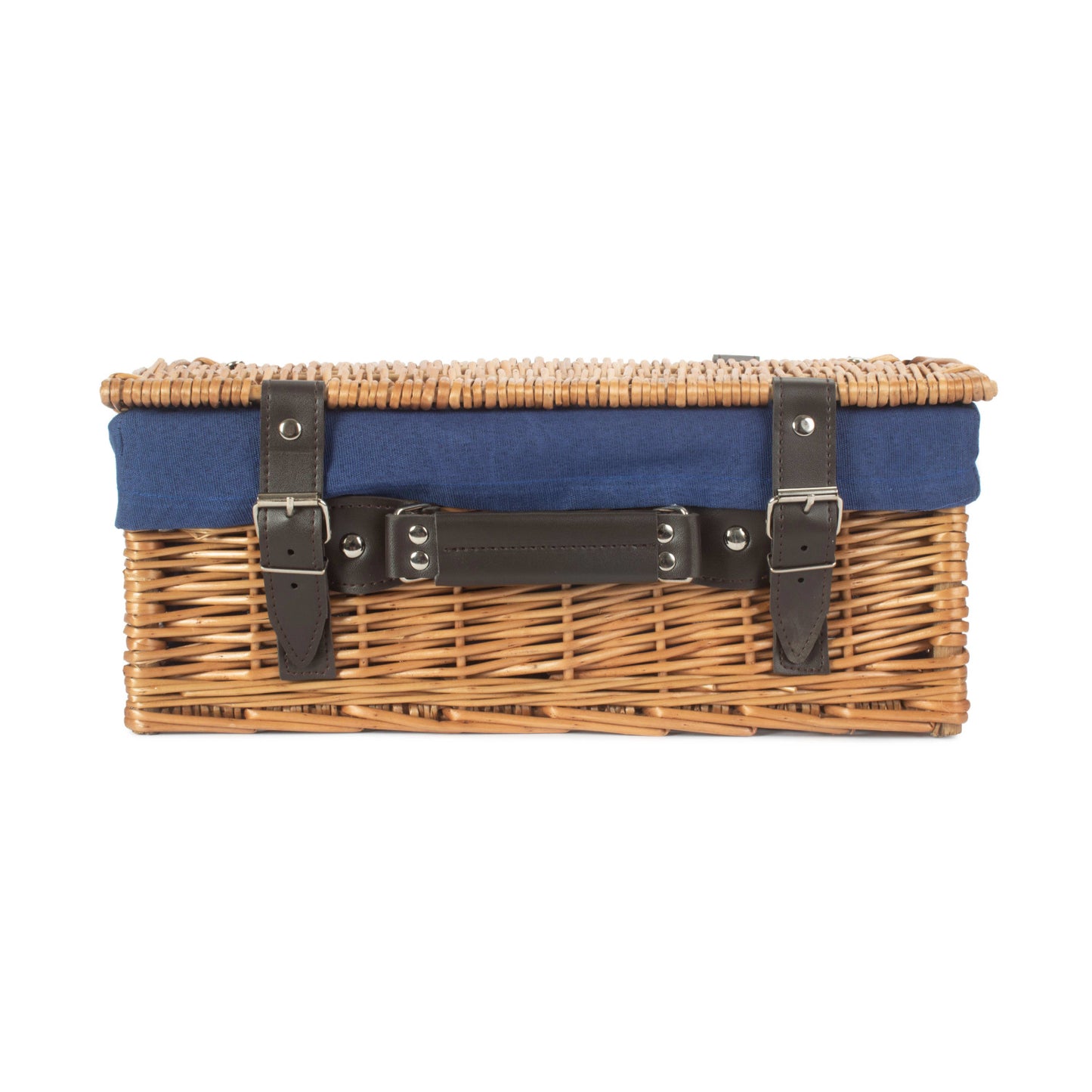 14 Inch Double Steamed Willow Hamper with Navy Blue Lining