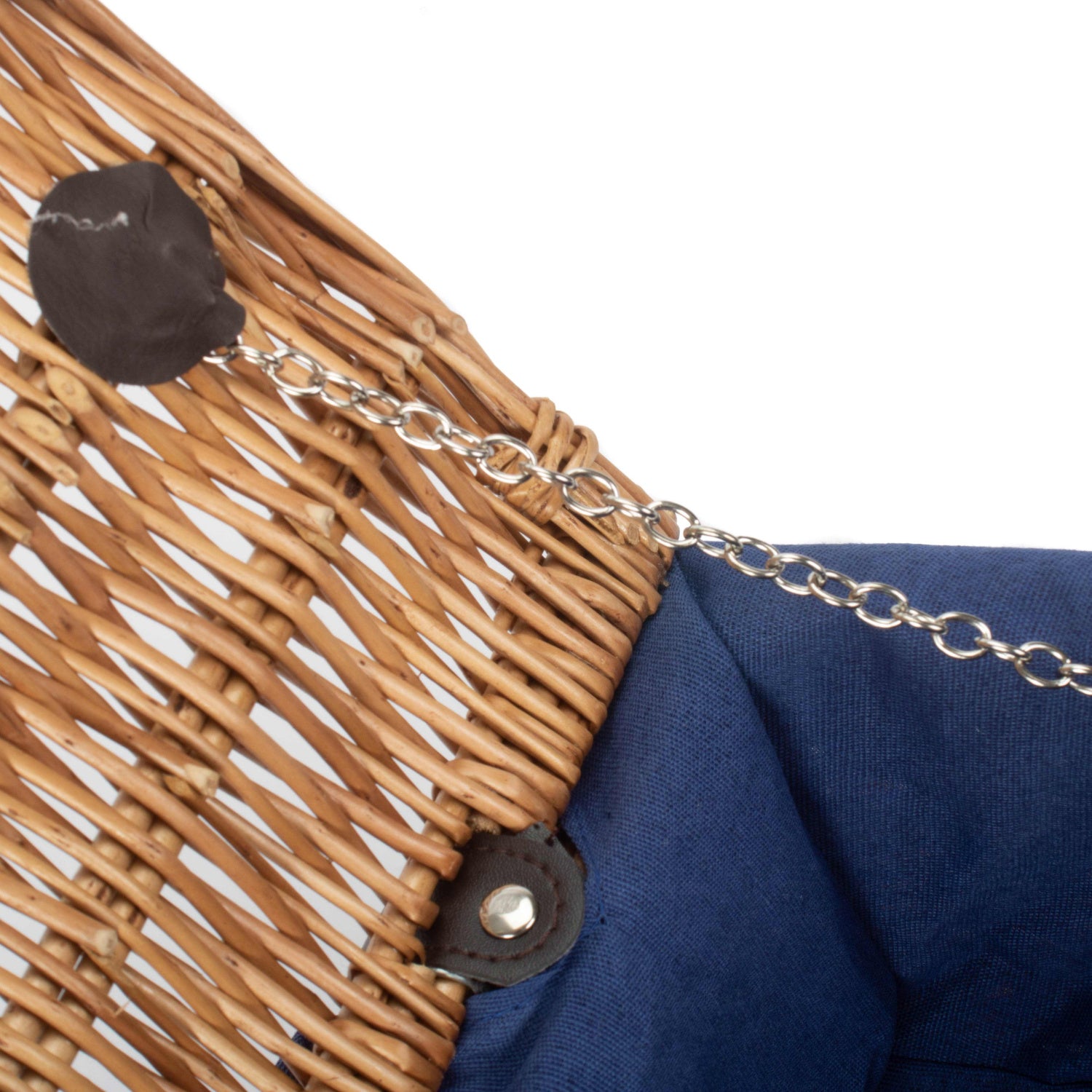 14 Inch Double Steamed Willow Hamper with Navy Blue Lining