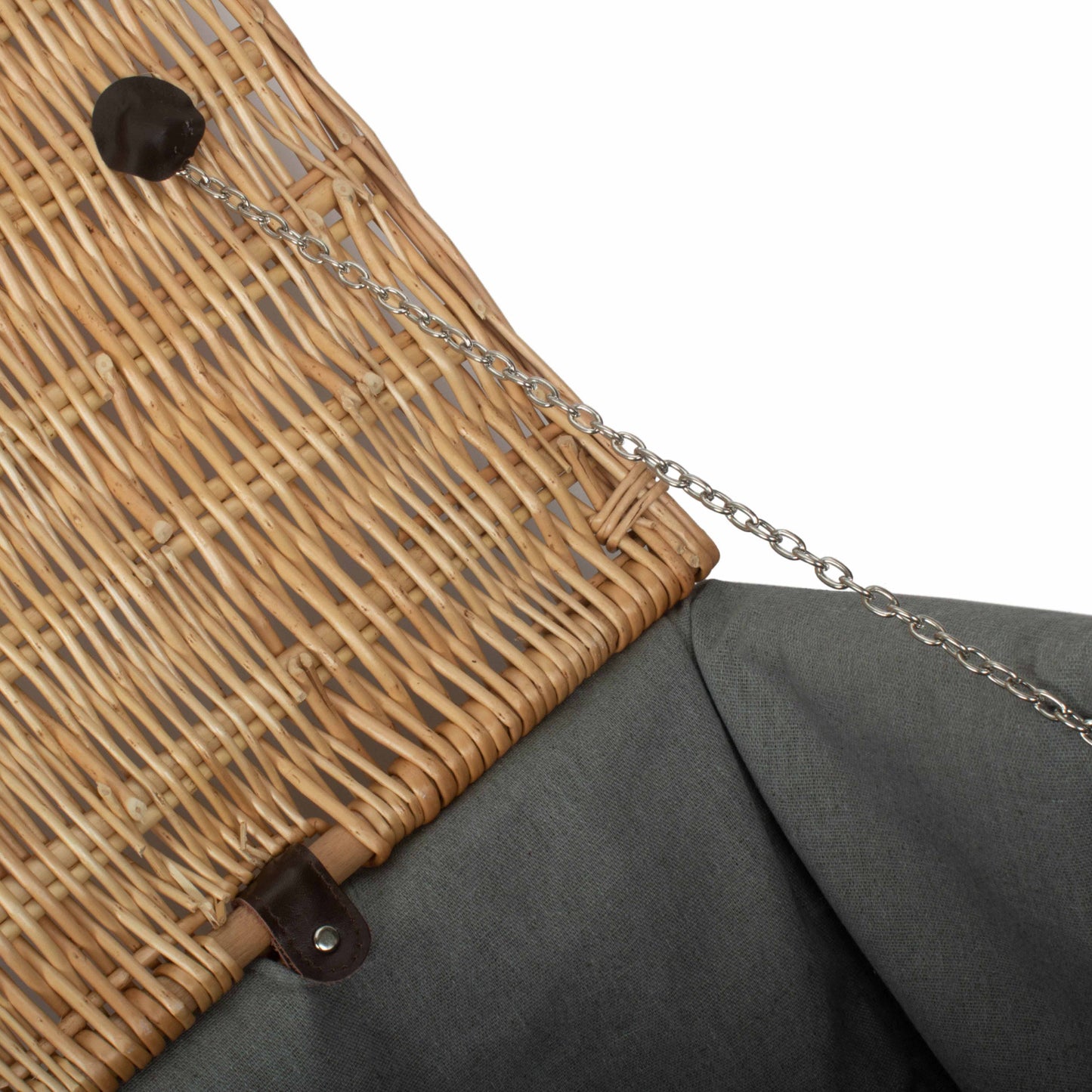 28 Inch Rope Handled Willow Hamper Trunk with Grey Sage Lining
