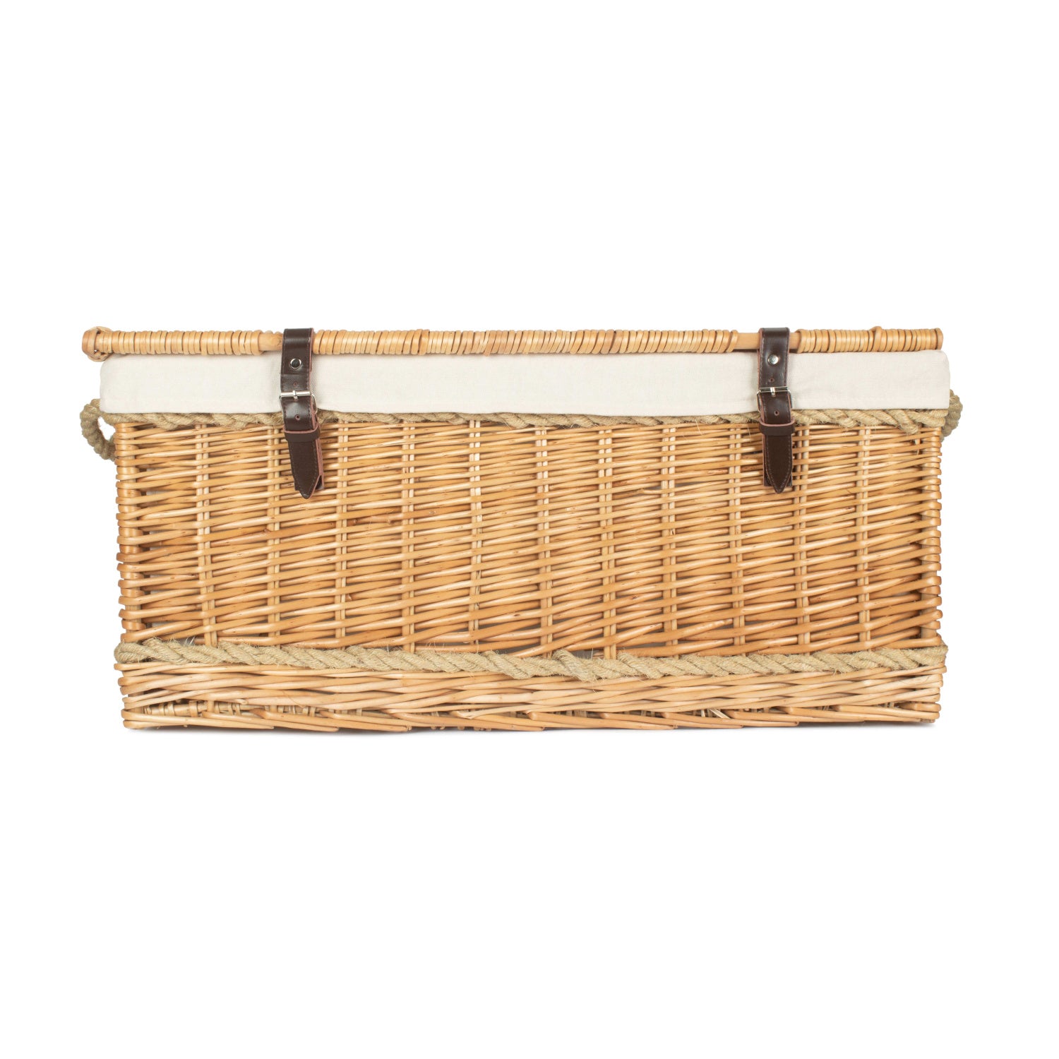 28 Inch Rope Handled Willow Hamper Trunk with White Lining