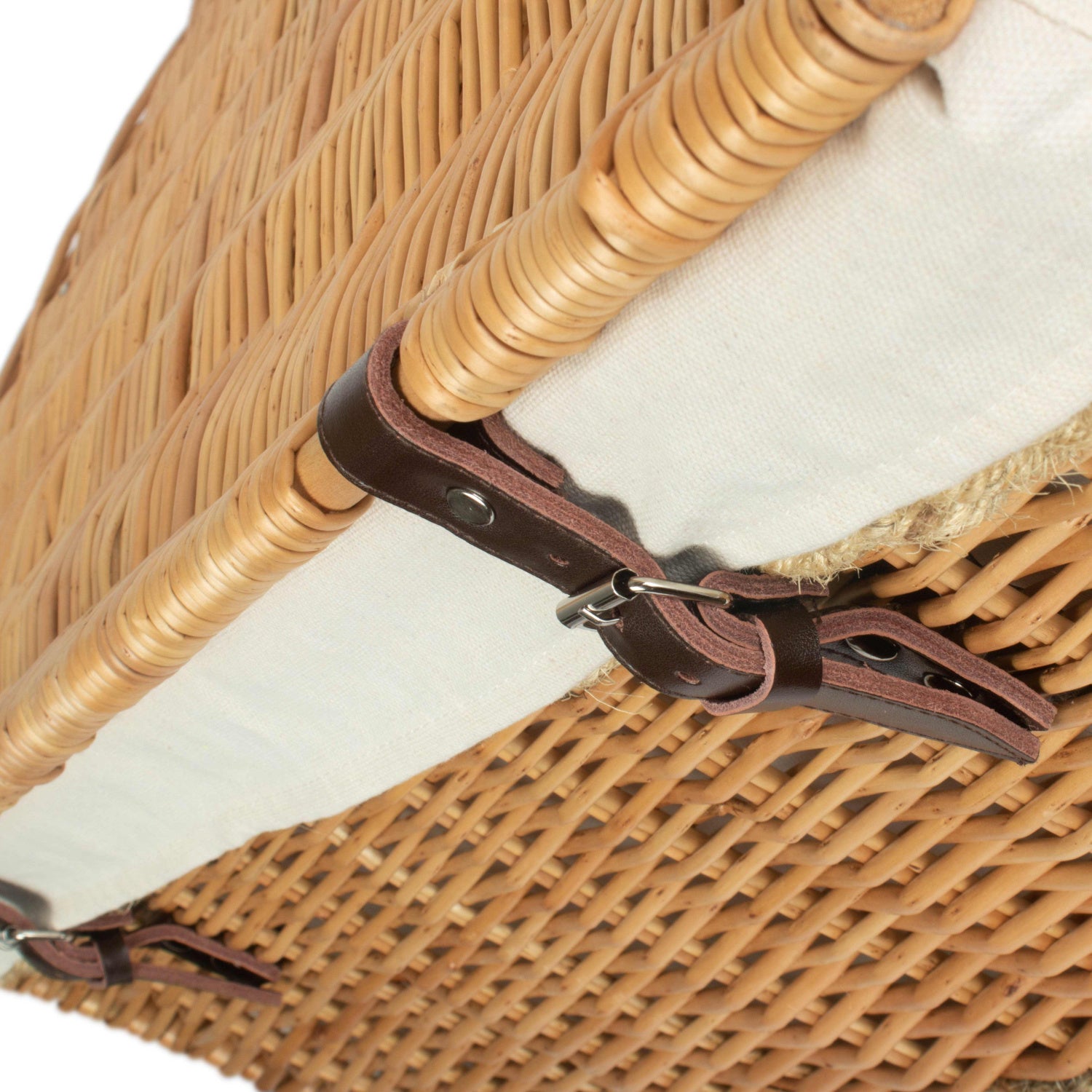 28 Inch Rope Handled Willow Hamper Trunk with White Lining